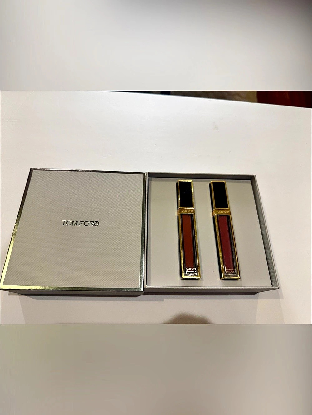 Tom Ford Lip Gloss Luxe Duo 08 INHIBITION & 22 SUNRISE PINKFull Sz - New In Box